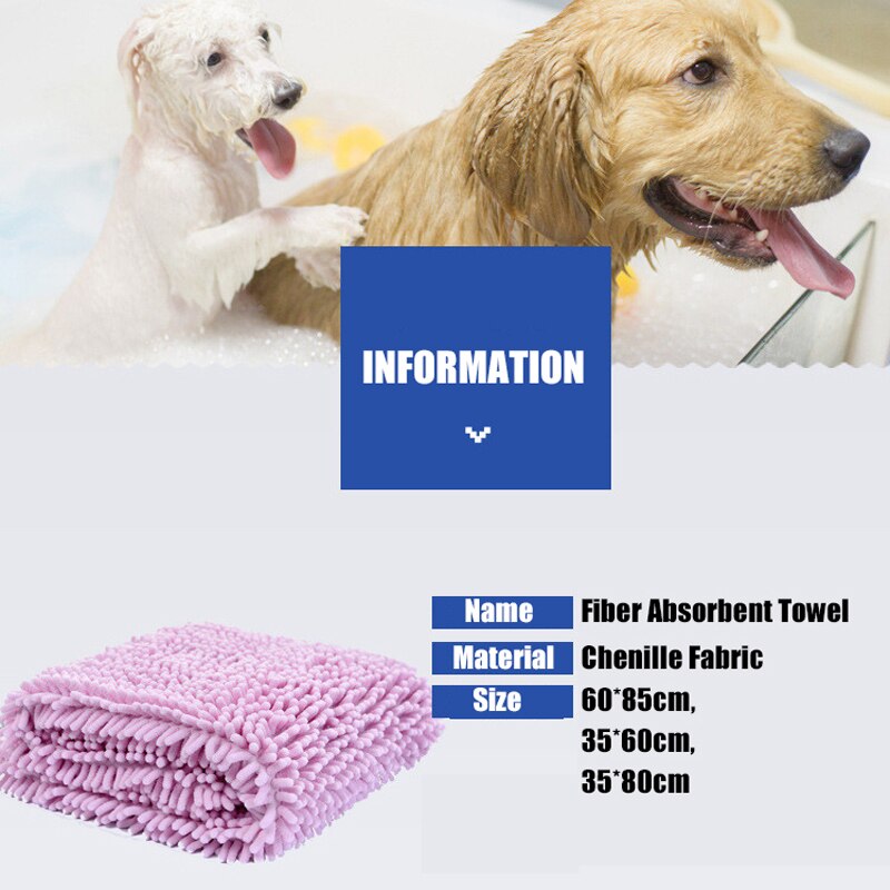 Multipurpose Pet Drying Towel Ultra-absorbent Dog Bath Soft Towel Blanket fiber chenille Puppy Dog clean Towel Pet Product