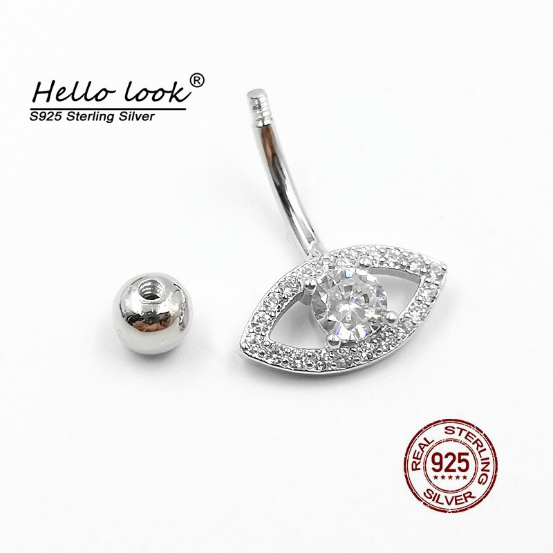 Hellolook 925 Sterling Zilveren Navel Piercing Zirkoon Eye Belly Button Ring Crystal Body Piercing Sieraden Accessoires