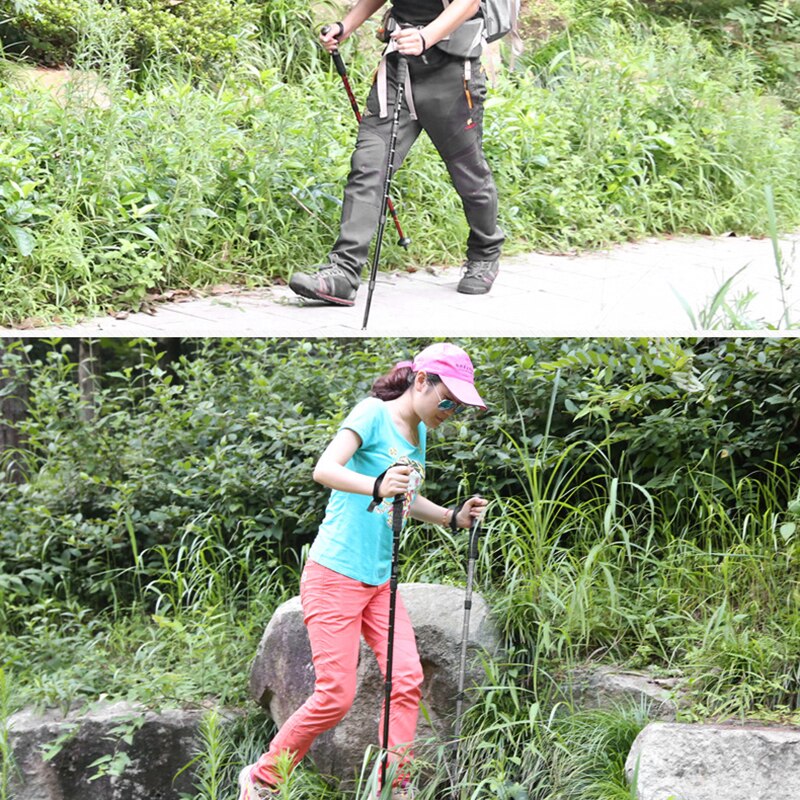 Bastones ultraligeros de 4 secciones de Trekking plegable, bastones ajustables para caminar, acampar, senderismo, telescópicos, bastones para Trekking