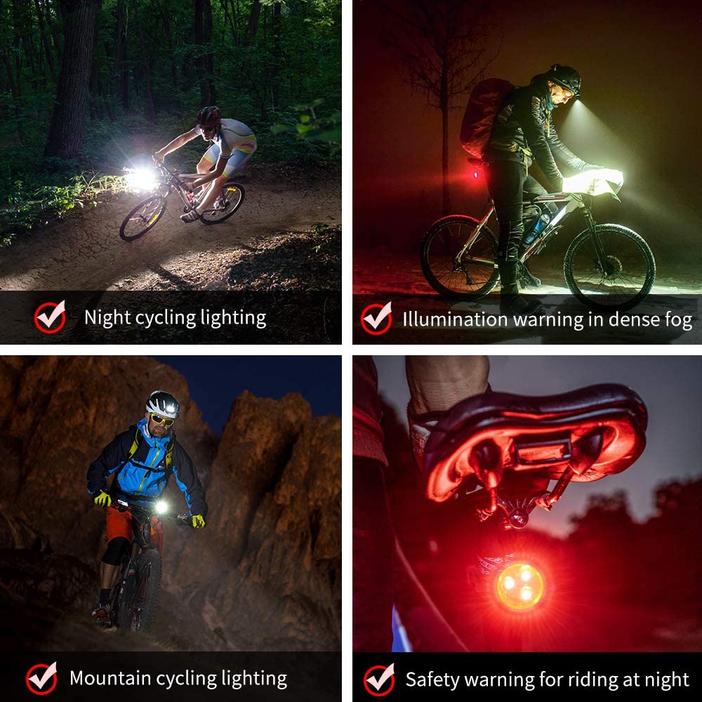 Led cykellygte usb genopladeligt cykellygtesæt for og bag lithiumbatteri 4 lystilstandsmuligheder cykellygter