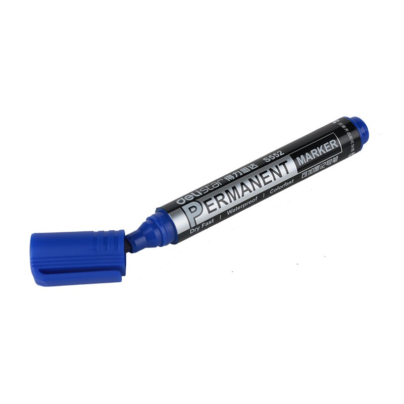 Deli 10 stuks Marker Pen Inkt Pen voor Markering Permanente Non-fading Olie Marker Pen 1.5mm Grote Ronde teen Kantoor School Schriftelijk Supply