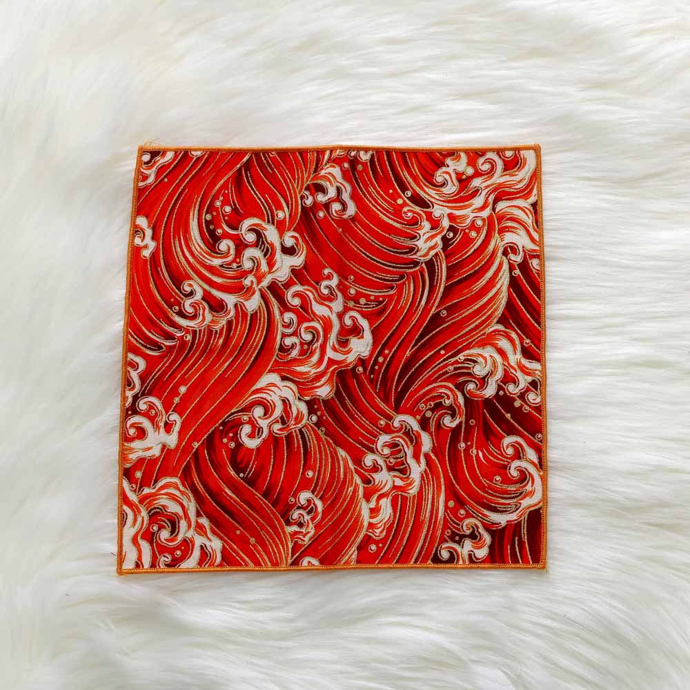 Serviette de poche Style japonais et vent en coton tissu fait à la main Satin bronzant vagues de papillon mouchoir de fleur de cerisier: 2