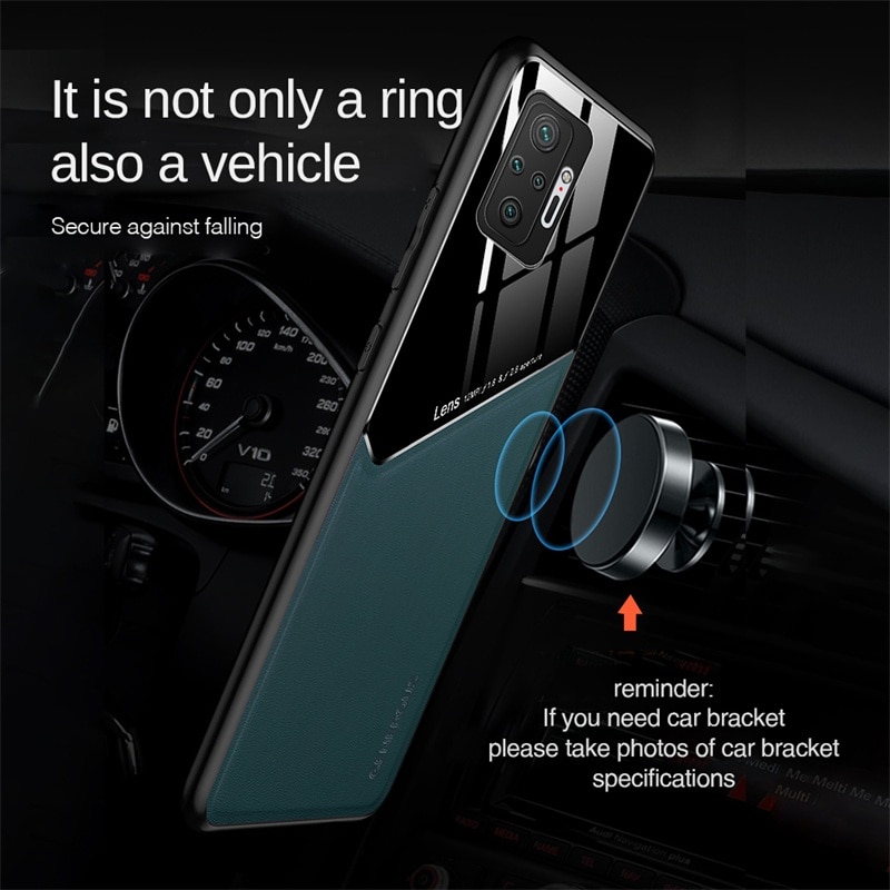 Redmy Note10 Pro Case Leather Car Magnetic Holder Cover For Xiaomi Redmi Note 10 11 Pro 11S 10S 10T Soft Frame Shockproof Coque