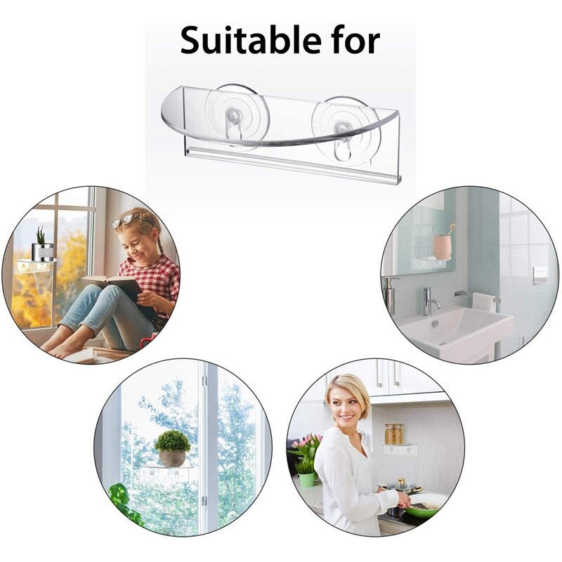 2 Pcs Ledge Suction Cup Window Shelf Acrylic Plant Window Shelf Plant Shelf for Creating Indoor Plants Garden on Window