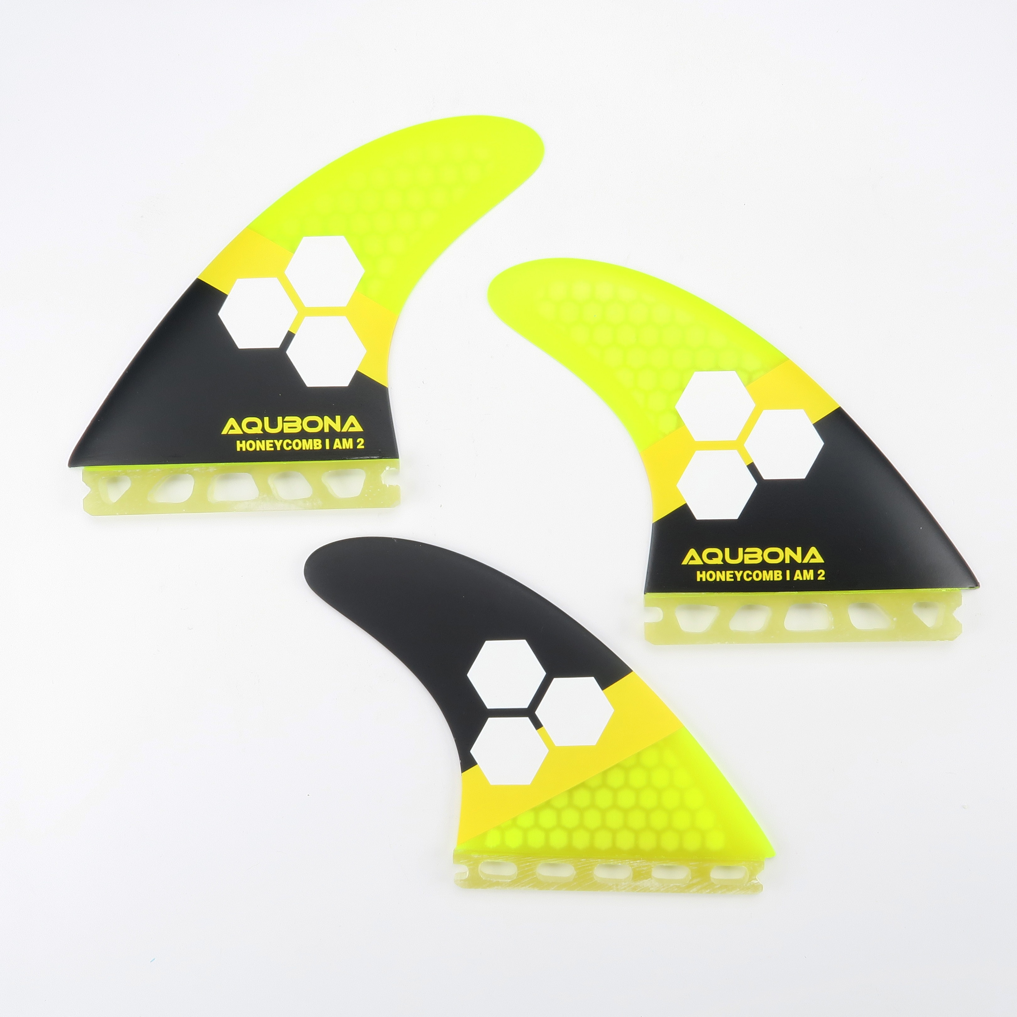Aletas de fibra de vidrio para tabla de surf, doble pestaña, con bolsa de aleta, llave de aleta (Juegos pequeños, medianos, grandes): Future-yellowC