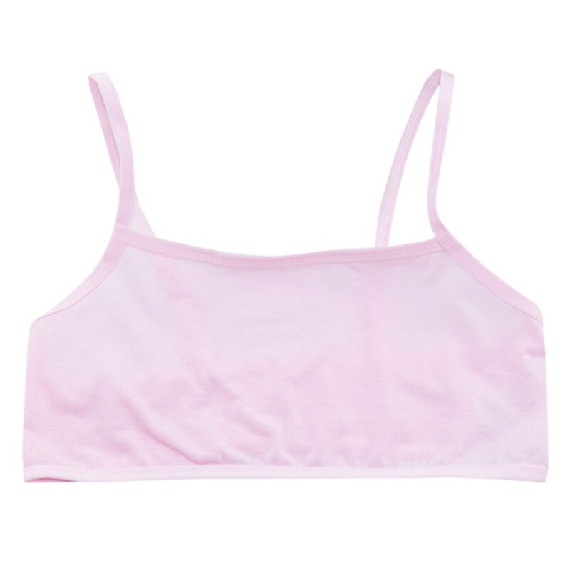 Pubertet teenage pige bomuld undertøj studerende brystholder trænings-bh ensfarvet 19qf: Lyserød