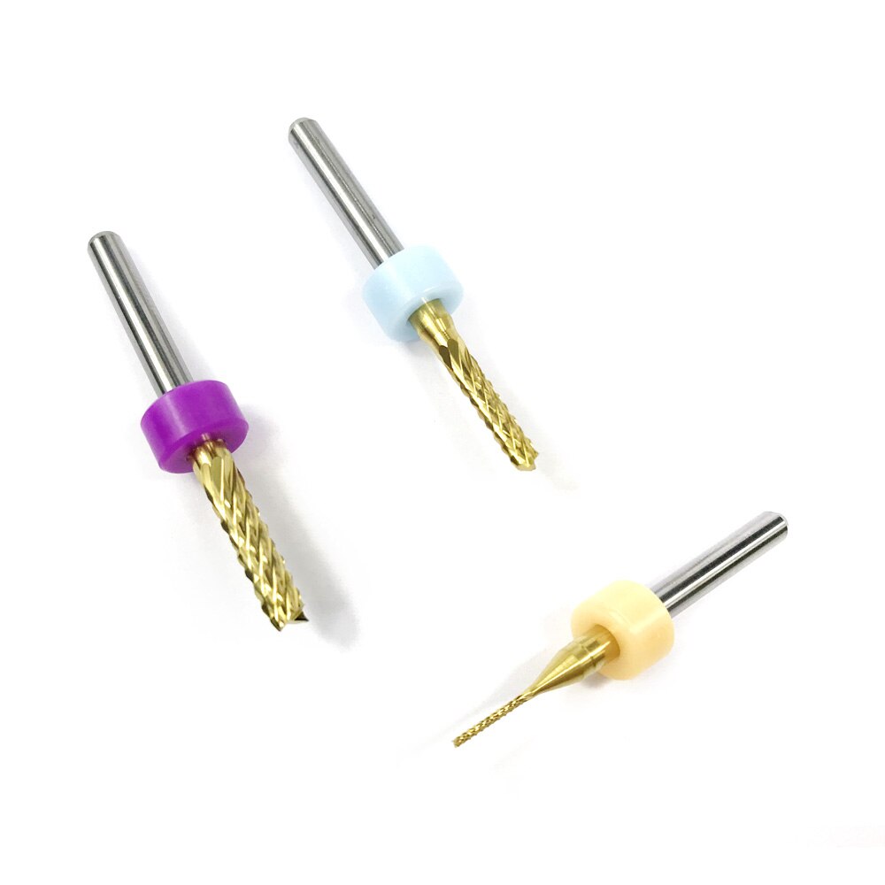 10 Fraises CNC En Carbure Revêtues Titane - Diamètre 1.7 Mm, Tige 1/8" | Pour PCB, Métal, Bois, Plastique - 6