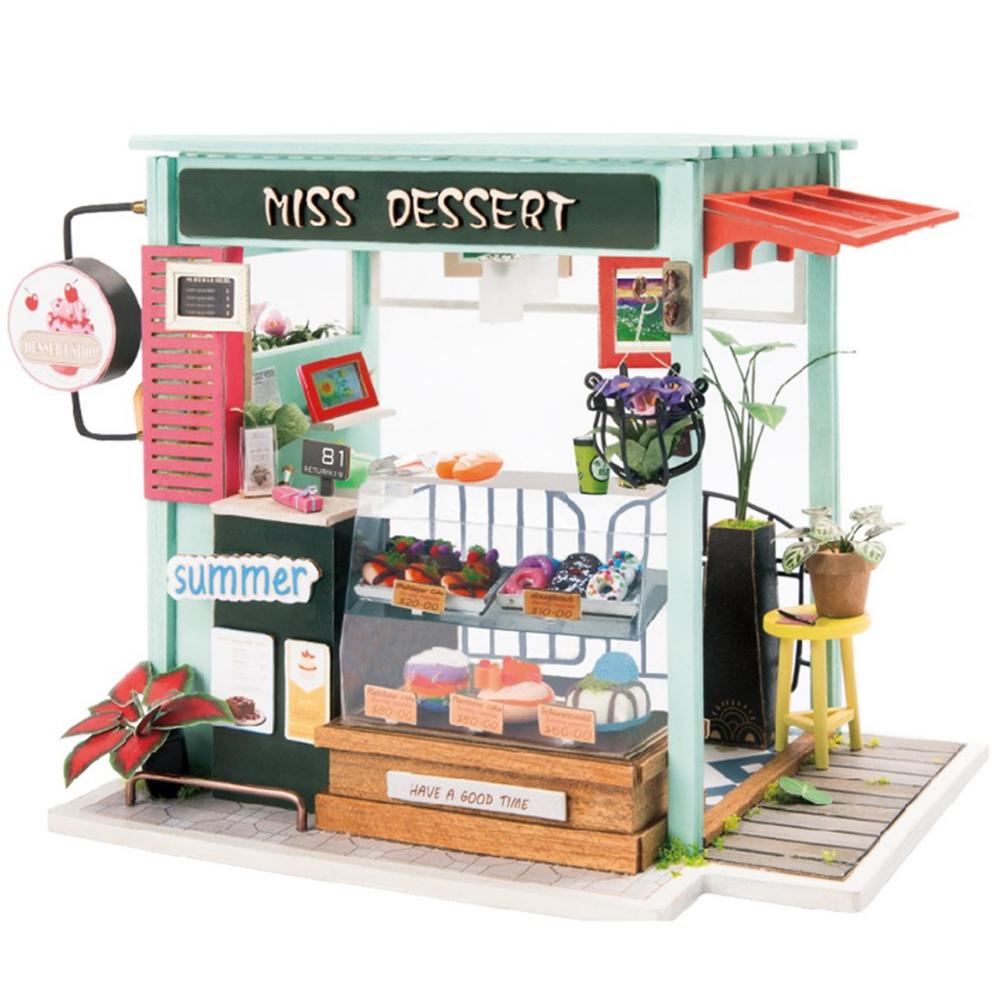 Robotime 15 Kinds DIY House with Furniture Children Adult Miniature Wooden Doll House Model Building Kits Dollhouse Toy