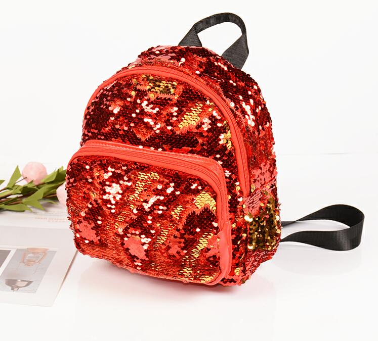 Mode Meisje Pailletten School Rugzak WomenTravel Rugzakken Kids Rugzak Kinderen Sequin Bag mochila feminina: Rood