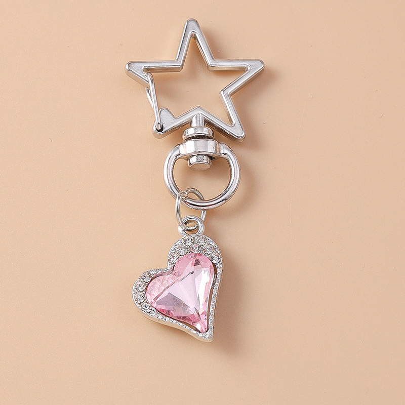 Lindo llavero de corazón de amor de Metal llavero de perla para mujer chica bolso colgantes DIY accesorios de joyería hechos a mano: Rojo