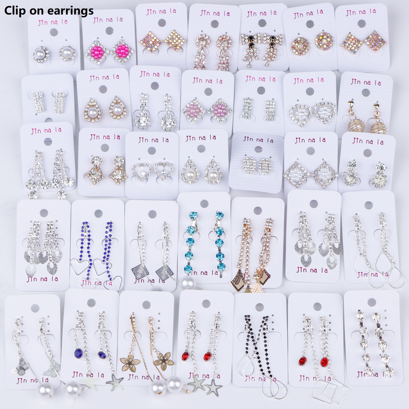 10/20/30/50 Paar Mode Trend Ster Blad Strass Clip Oorbellen Voor Vrouwen Mix Stijl Sieraden Feestgeschenken Accessoires