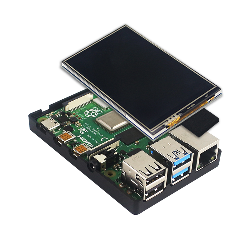 Pantalla táctil TFT para Raspberry Pi 4 modelo B, Monitor LCD de 3,5 pulgadas, 480x320, con carcasa de ABS, bolígrafo táctil para Raspberry Pi 4 Modelo B 3B + 3B