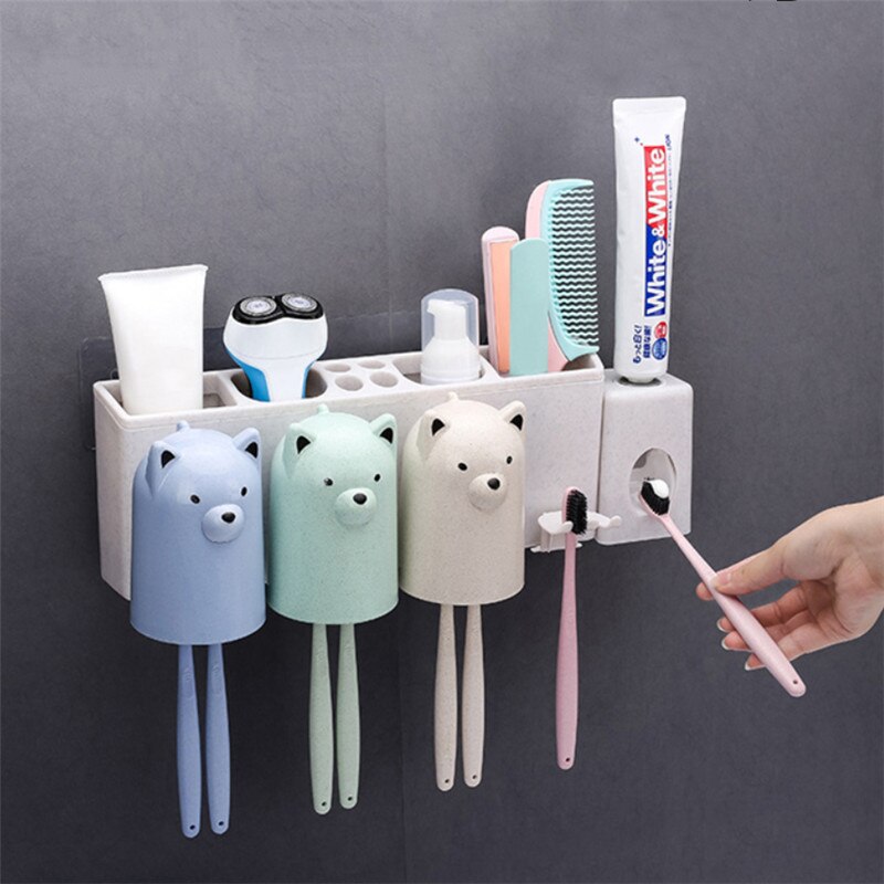 Word Toothbrush Rack Cartoon Cute Wall-mounted Toothbrush Rack Bathroom... β Vicedeal