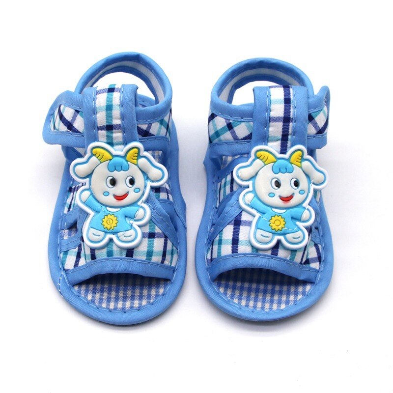 Baby sandalen cartoon dieren geruite baby katoenen sandalen casual schoenen zachte bodem baby peuter schoenen