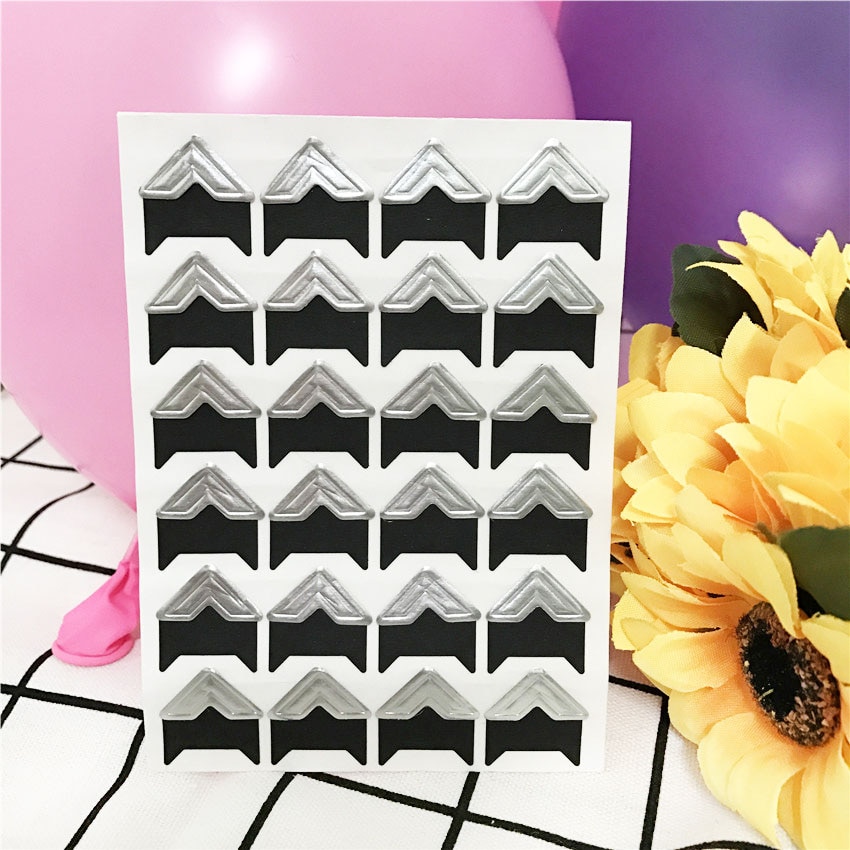 120 stks/partij (5 vellen) DIY Snoep kleuren Vintage Hoek kraftpapier Stickers voor Fotoalbums Frame Decoratie Scrapbooking: Silver