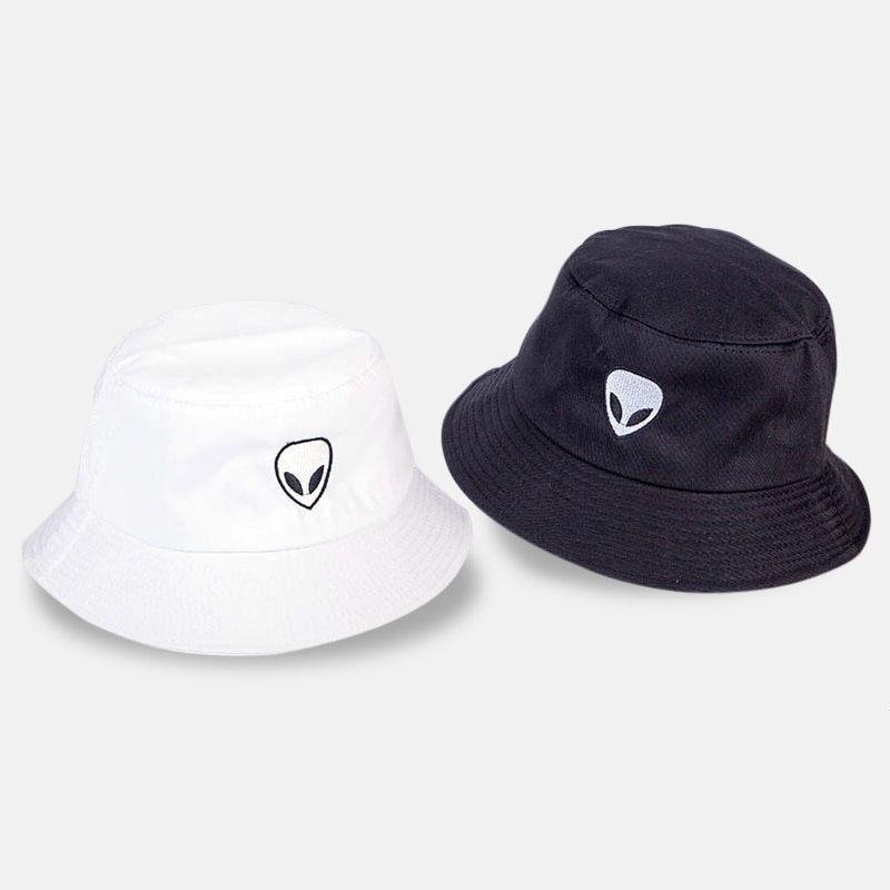 Svart vit solid bucket hatt unisex hatt hip hop goros herr dam sommar panama hatt strand sol fiske hatt