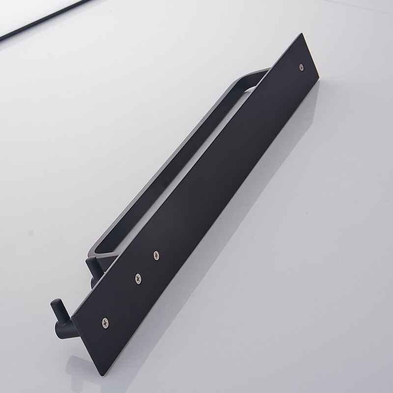 Handdoekrekken voor in de badkamer met haak, zwart, aan de muur gemonteerd, schroefloze installatie, slaapkamer, woonkamer, plankorganizer, rij haak