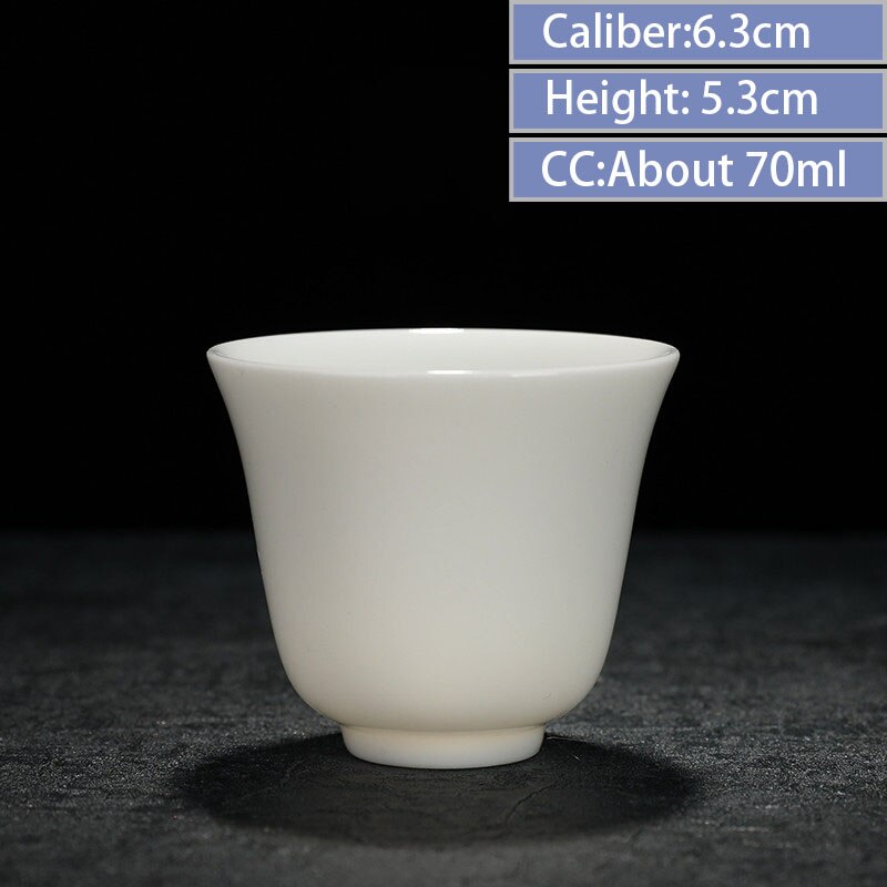 2 pcs/lot Chinese Ceramic Tea Cups pure white tea bowl Individual Cup Teaware Accessories Single cups porcelain Drinkware: A