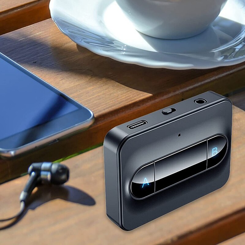 Bluetooth 5.0 Transmitter Adapter Dual Link Link Headphones Home Sound System Black