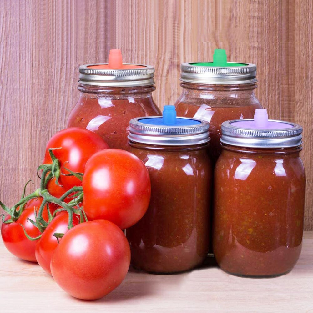 5Pcs Silicone Waterless Fermenting Airlock Lids Covers for Wide Mouth Mason Jar Food Grade Silicon Fermenting Lid home use