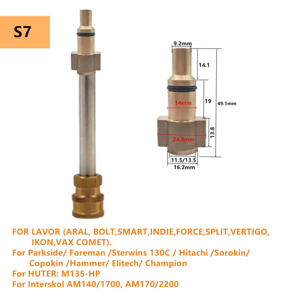 Car Pressure Washer Extension Wand Lance Kit 1/4&quot; Quick Connector for Karcher Interskol LAVOR Parkside Machine Nozzle Adapters: S7