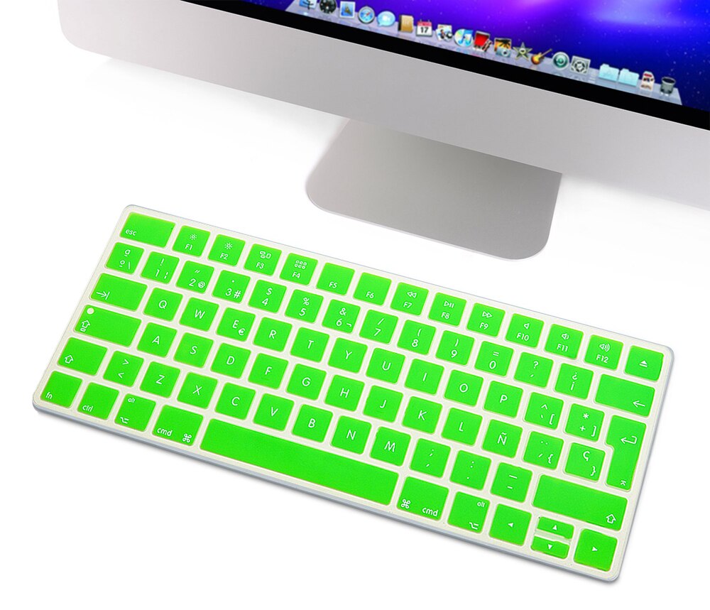 HRH Slim ESP hiszpańska klawiatura pokrywa silikonowa skórka do Apple Magic bezprzewodowa klawiatura Bluetooth MLA22LL/A (A1644,2015 wydany): Green