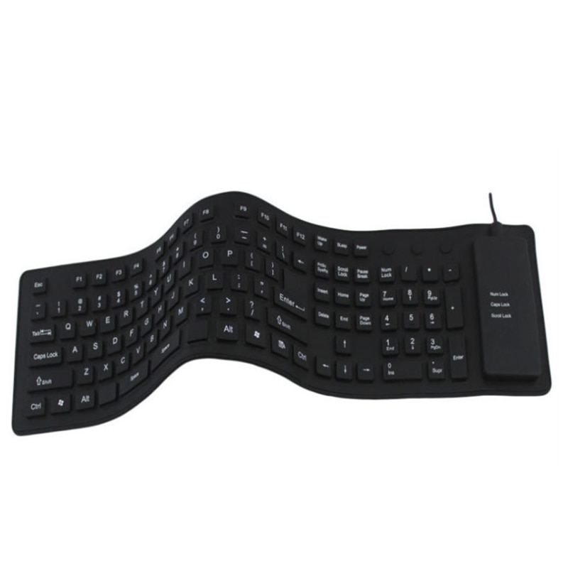 Foldable Silicone Keyboard, Flexible Keyboard USB Wired Portable Waterproof Silicon Keyboard for PC/PC/Notebook/Laptop