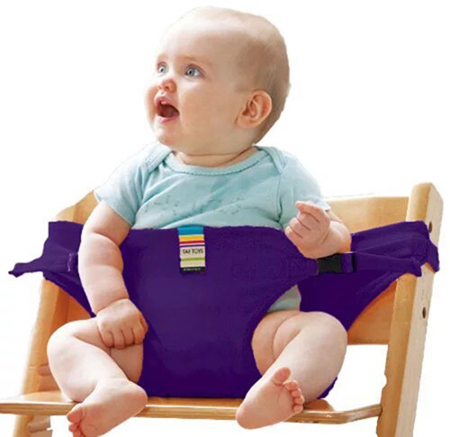 Baby spisestol sikkerhedssele bærbar sæde sele wrap fodring stol baby booster spisestol sikkerhedssele: Lilla