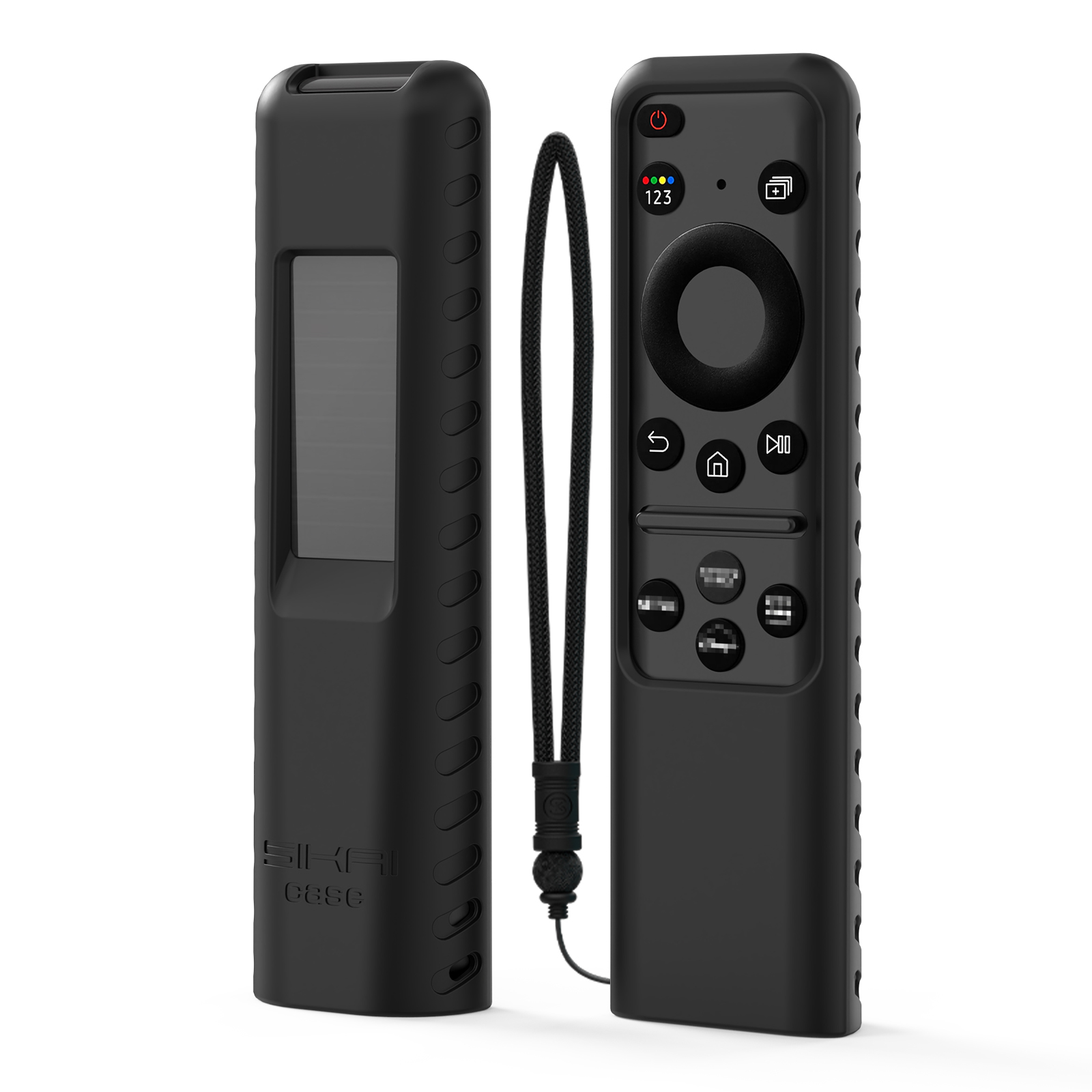Silikonowa osłona SIKAI do Samsung BN59-01432A Oryginalna obudowa pilota Voice Smart TV do ładowania słonecznego 2023, TM2360E, TM2361E: Black