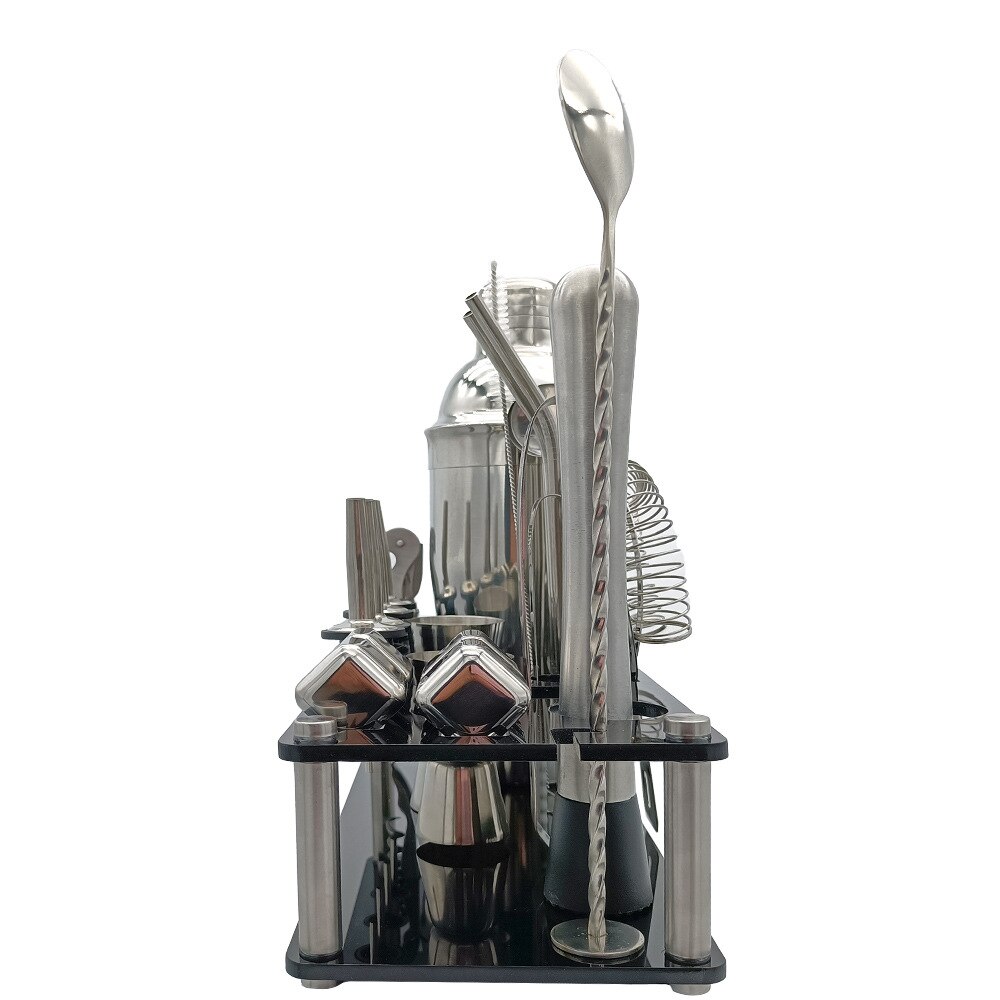 Bar shaker kit cocktail shaker 23-piece set with 304 stainless steel ice pellets, measuring cup, hippocampus, straw, wine spout