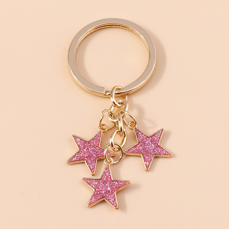 Bonito llavero esmaltado con forma de estrella y lentejuelas, dijes para mujer y niña, llavero con colgantes, llavero de coche, bolso, decoración, de joyería: Rojo