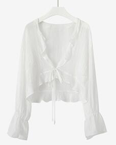 Petit manteau lolita vintage d'été petit manteau falbala manches évasées cardigan victorien smock kawaii fille gothique lolita manteau loli cos: 2