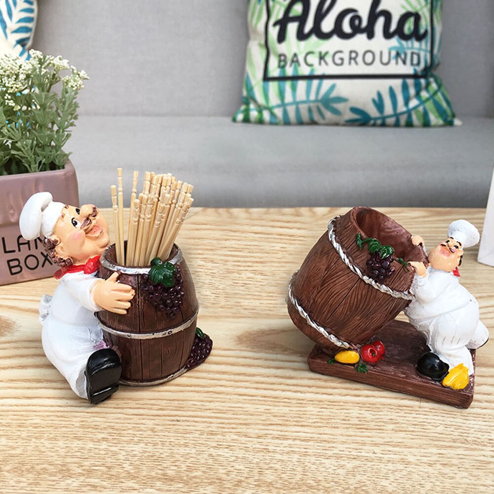 Restaurant Table Accessories Kitchen Home Decor Fat Chef Shape Toothpick Holder Storage Box Dispenser No Lid Resin Container