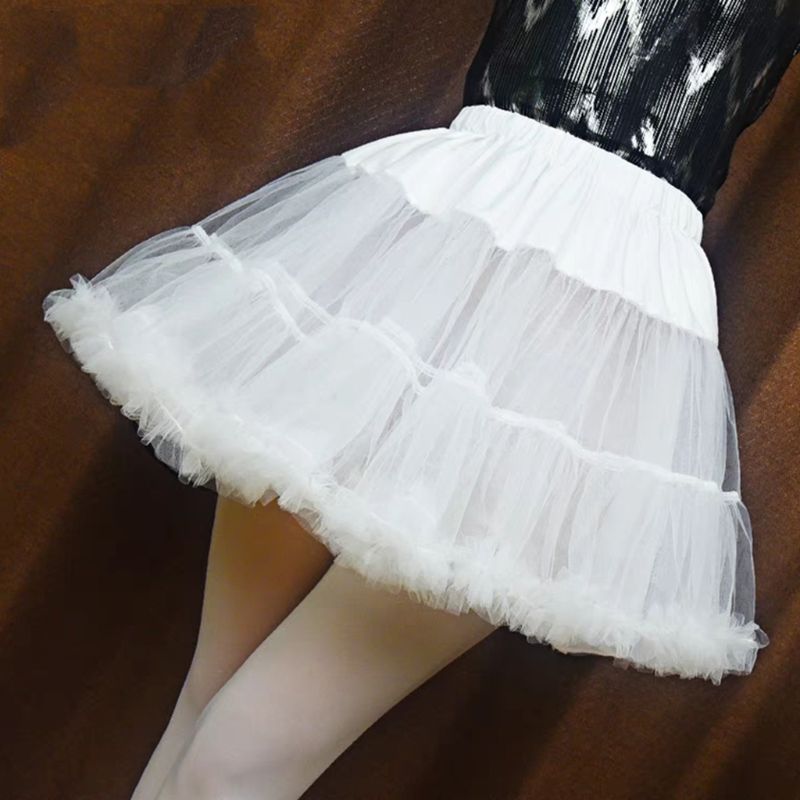 Jupon court à volants pour femmes et filles, jupe Tutu bouffante, demi-Slip, Crinoline, couleur unie, sans cerceau