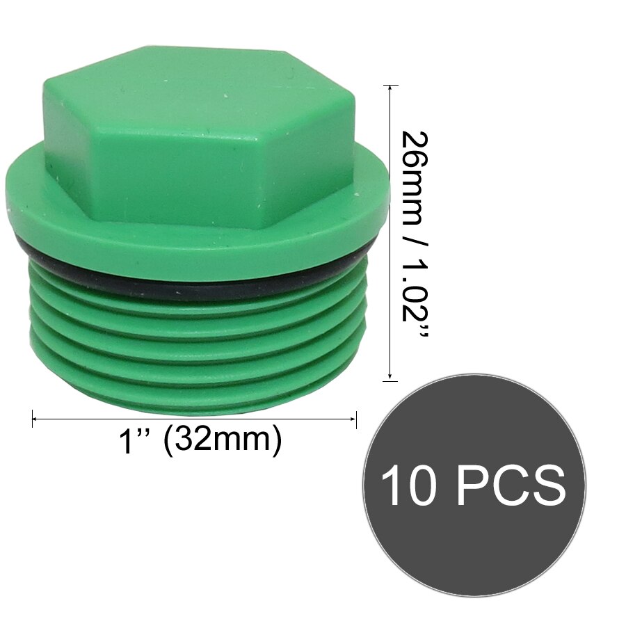 MUCIAKIE G1/2 G3/4 G1'' Male Threaded PPR End Cap Plug Pipe Fittings BSP Water Tubing Stopper Prevent Leakage Choke Plug: Cx10PCSxAB804C