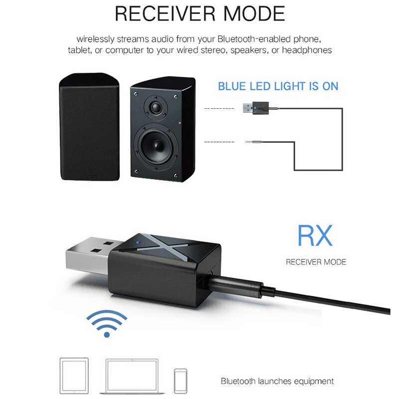 Bluetooth 5.0 o送受信機ミニステレオbluetooth aux rca usb 3.5ミリメートルジャックテレビpc用カーキットワイヤレスアダプタ