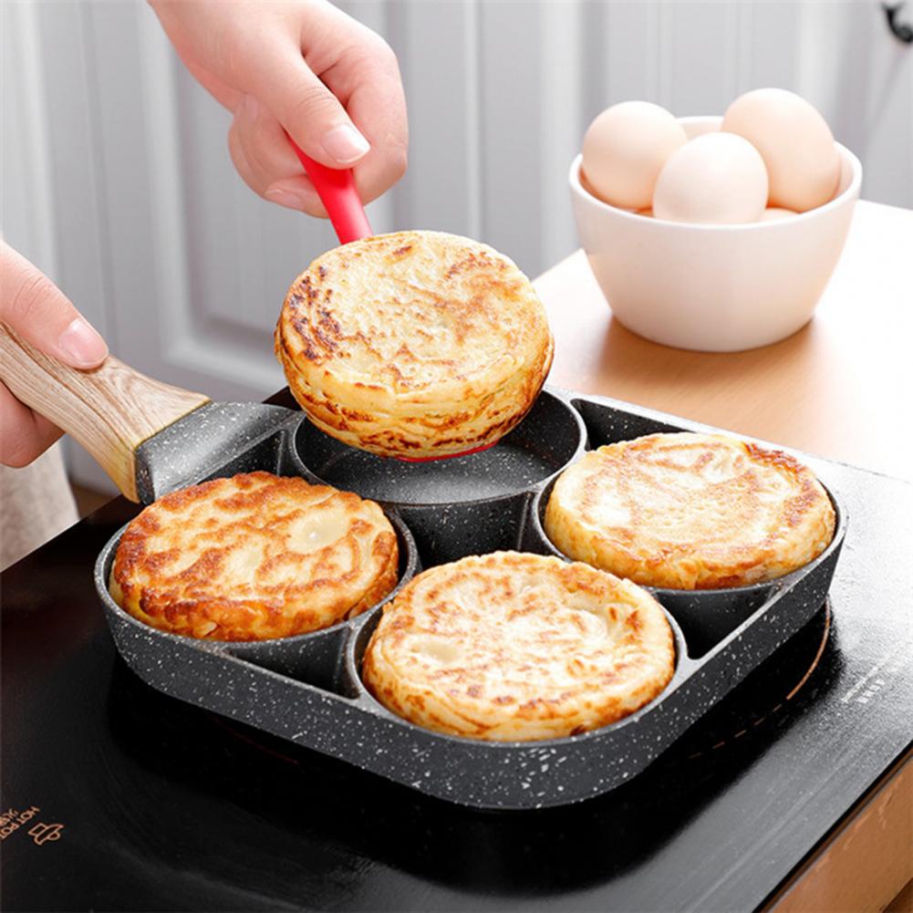 4 Cup Ei Pan Pot Handig Snelle Verwarming 4 Cup Anti-Brandwonden Crepes Pan Voor Frituren Eieren Hamburgers keuken Koken Gereedschap