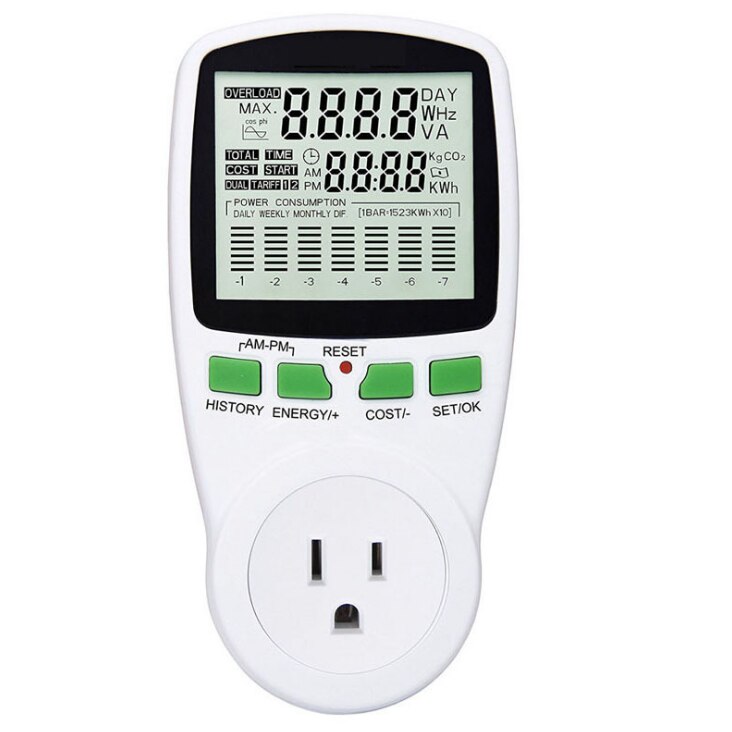 Medidor de vatímetro Digital, enchufe de conexión estadounidense, consumo de energía de vatios, KWh, AC110V, 60Hz, monitores analizadores de electricidad: Default Title