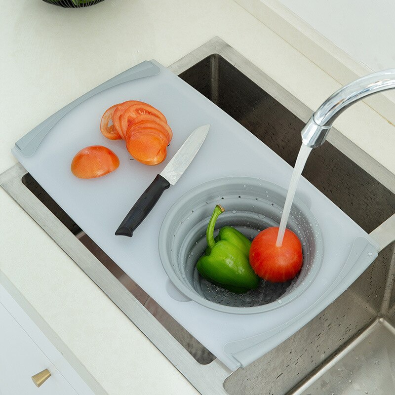 Kitchen Foldable Washbasin Antibacterial Mildew Proof Cutting Board Household Asphalt Basket Drain Basket