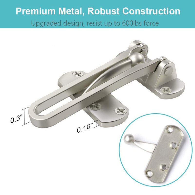 Home Security Door Lock, 2 Pack Front Door Locks For Kids, Home Reinforcement Lock For Swing-In Doors, Thicken Solid Aluminium