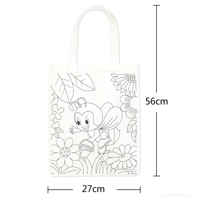 Sac à main en toile de grande taille pour enfant, sac à bandoulière de 56cm, bricolage, dessin, coloriage, artisanat, Art, Graffiti, peinture