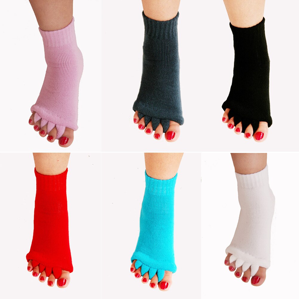 Men Women Pain Relief Middle Tube Improves Circulation Toe Separator Socks Foot Alignment Warm Winter Massage Yoga Cotton Blend