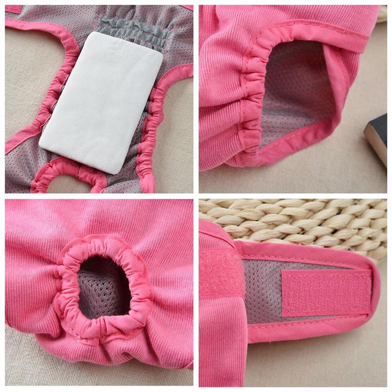 Hundebleie i ren bomull gjenbrukbar justerbar kjæledyrbleie hund sanitær truse til kvinnelige hunder rengjøringsmateriell