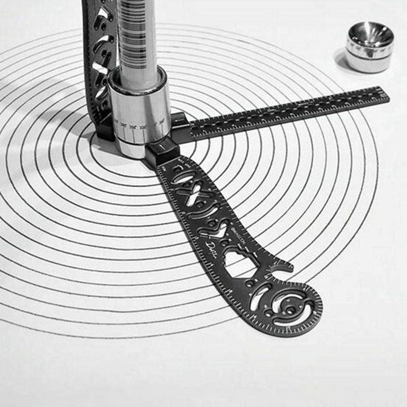 Ultimate Tool Mini Protractor Combo-Circles Patterns Drawing Ruler Metallic Curved Drawing C2D2