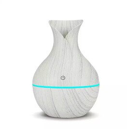 Aroma diffuser met essentiële olie, superluchtbevochtiger met houtnerf, 7 kleuren led-verlichting voor thuiskantoor: Zwart