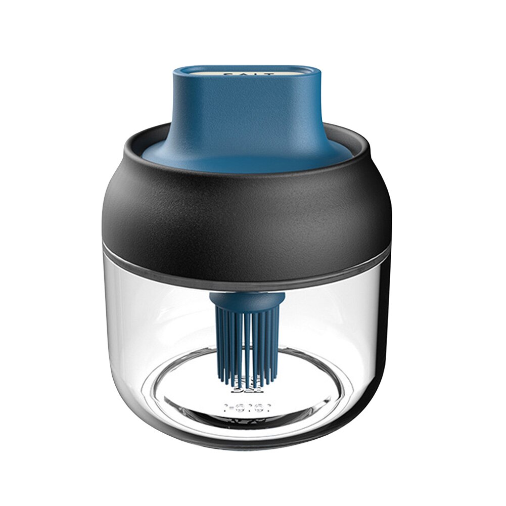 260ml condimento tarro de miel sal especias contenedor condimento botella con cuchara de cocina utensilios de cocina suministros de sal pimienta tarro: Blue Oil Bottle