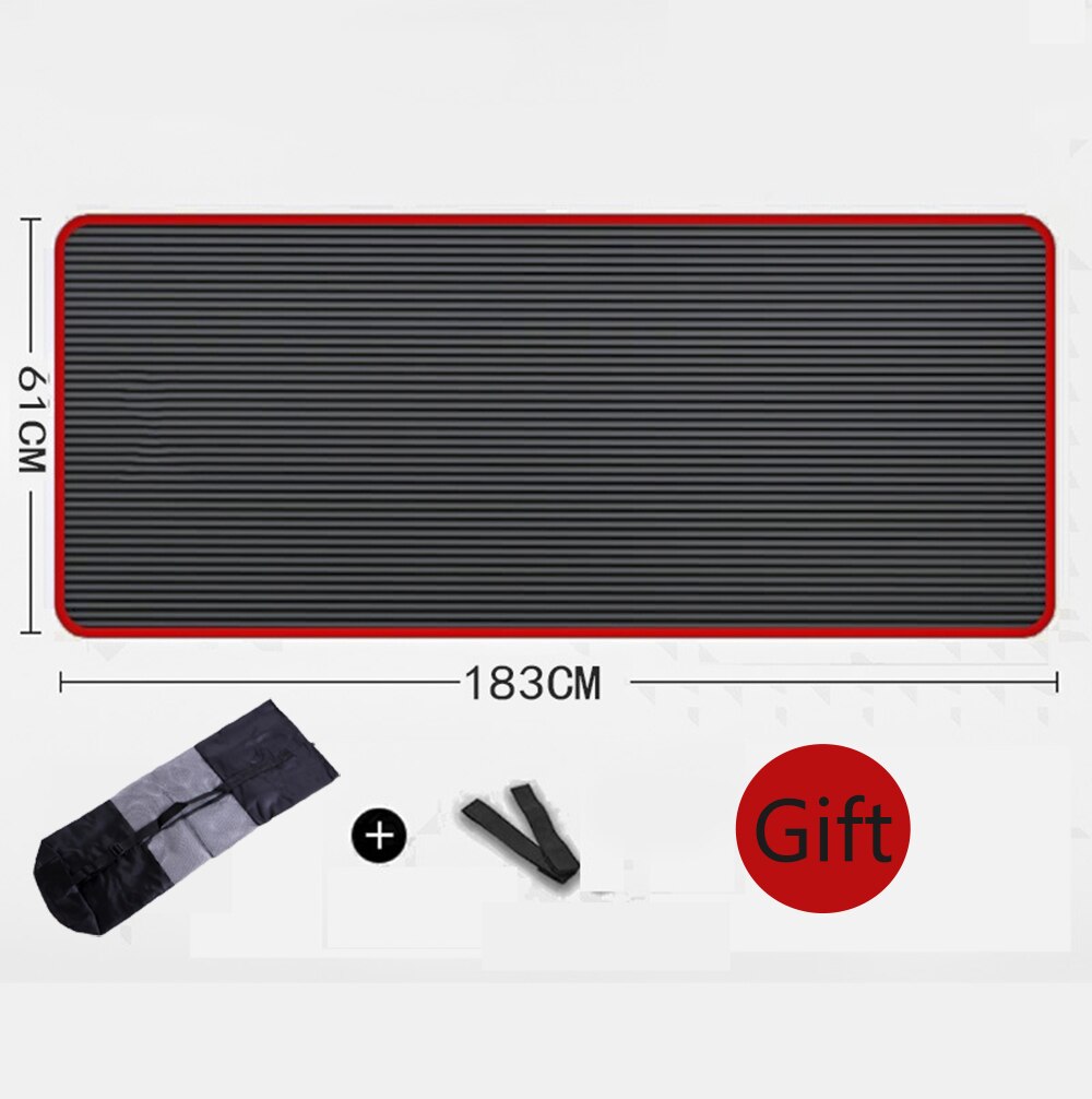 10mm extra tjocka 183 x 61cm halkfria yogamattor för fitness smaklösa pilates gym träningsdynor med bandage/väska