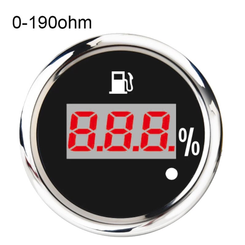 52mm Digital Fuel Level Meter Car Waterproof Gauge Indicator For Engine Motorcycle RV Boat With Alarm: BS2-0-190