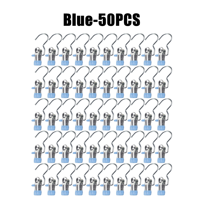 10-100pcs Stainless Steel Clothespins Laundry Clothes Pegs Hook Portable Hanging Clothes Clip Wardrobe Clothes Organizer Hanger: MULTI