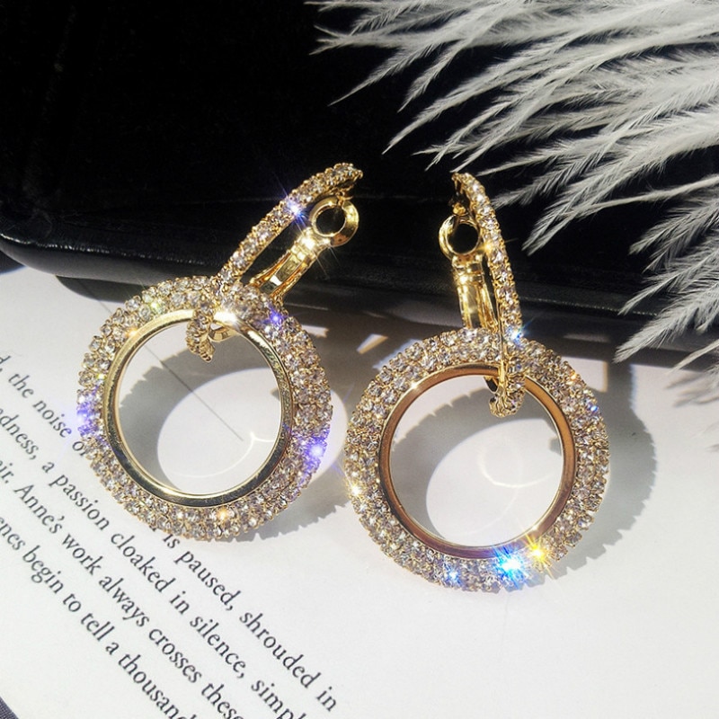 European and American jewelry popular geometric imitation circle statement earrings